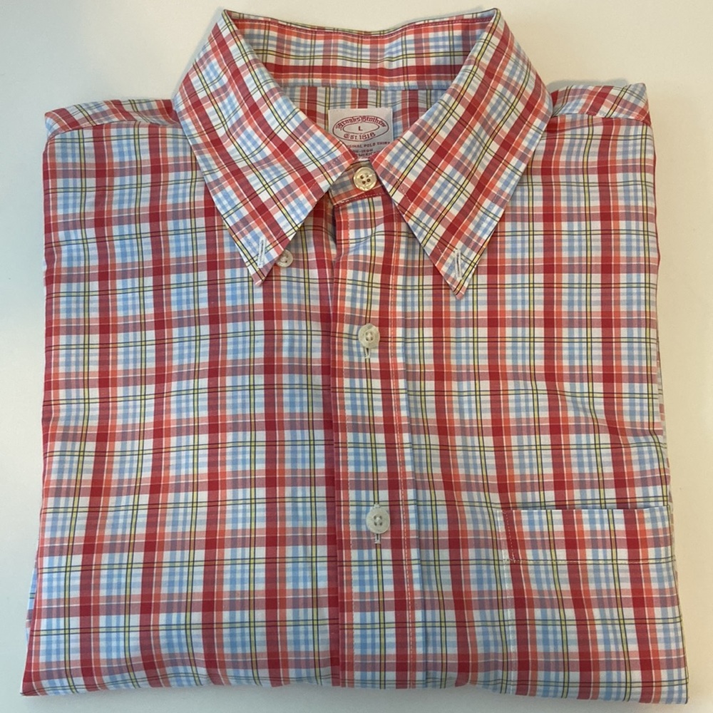Brooks Brothers polo shirt sleeve button down mens L